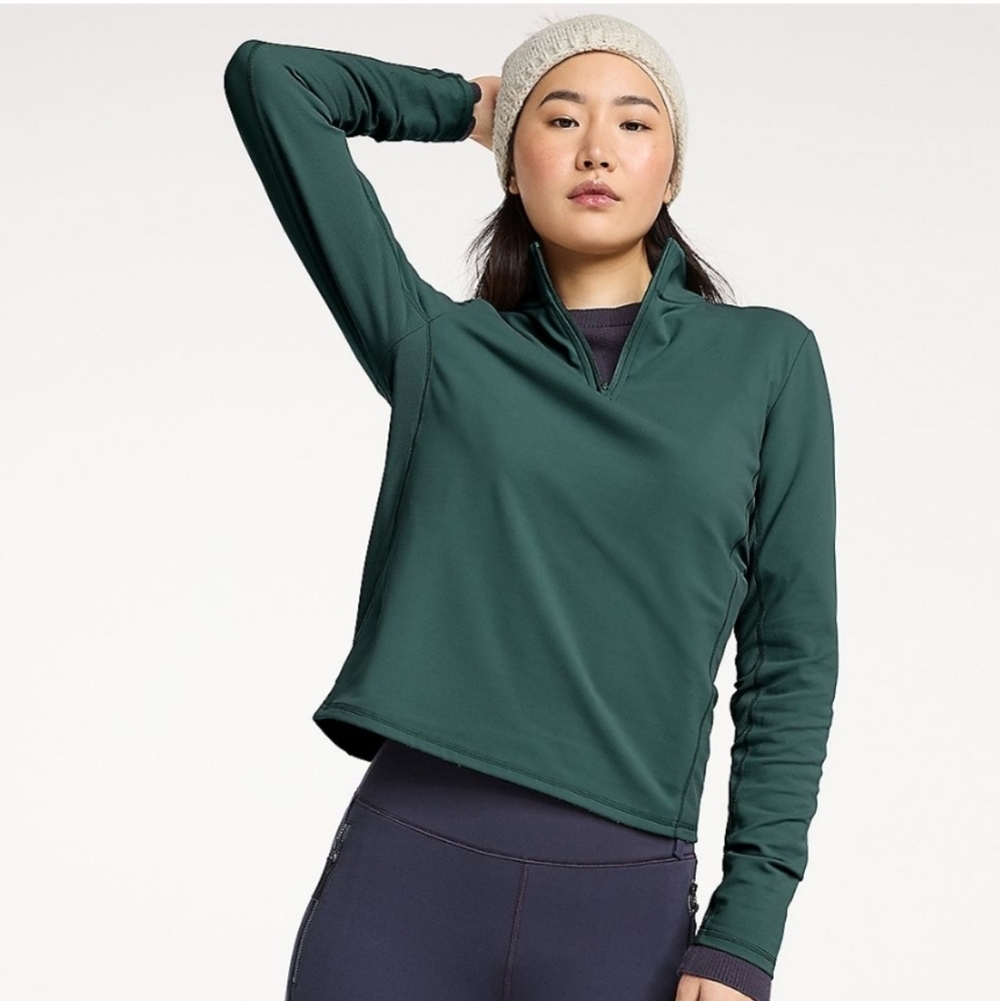Women’s Quarter-Zip Pullover Top - Forest Green Size Small